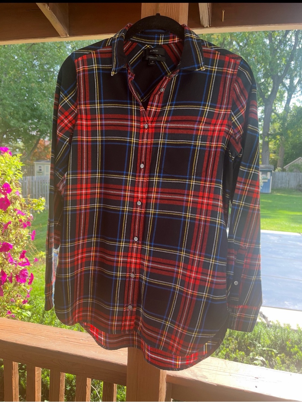 J.Crew Classic Fit Tartan Plaid Cotton Button Up Shirt Women’s 0 Red